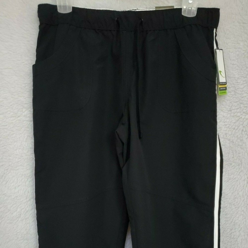 Tek Gear NWT Black White Side Striped Semi Fitted Capri Pants Size L